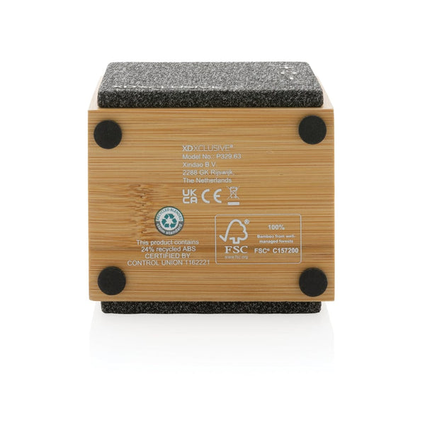 Speaker wireless 5W Wynn in bamboo cubo marrone - personalizzabile con logo