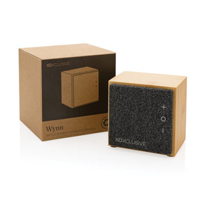 Speaker wireless 5W Wynn in bamboo cubo marrone - personalizzabile con logo