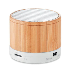 Speaker wireless in bamboo e luce Led - personalizzabile con logo