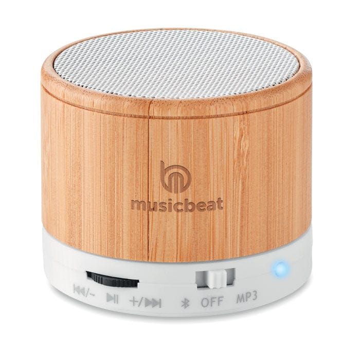 Speaker wireless in bamboo e luce Led - personalizzabile con logo