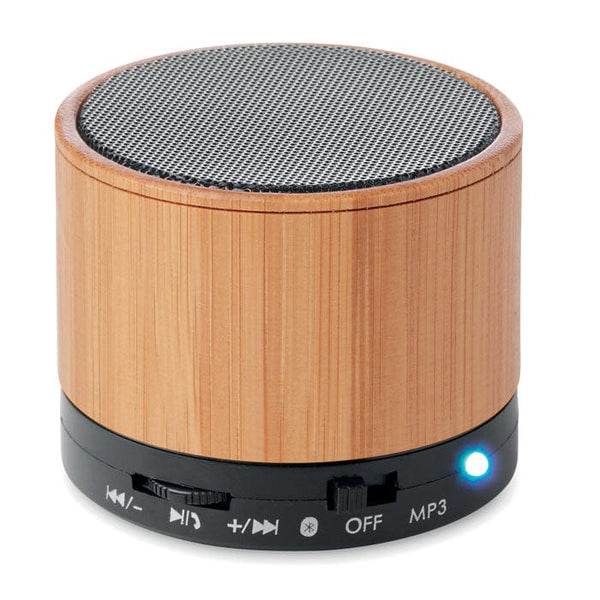 Speaker wireless in bamboo e luce Led Nero - personalizzabile con logo