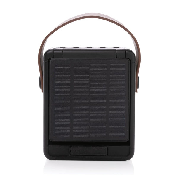 Speaker wirelss 12W solare Skywave in plastica riciclata RCS nero - personalizzabile con logo