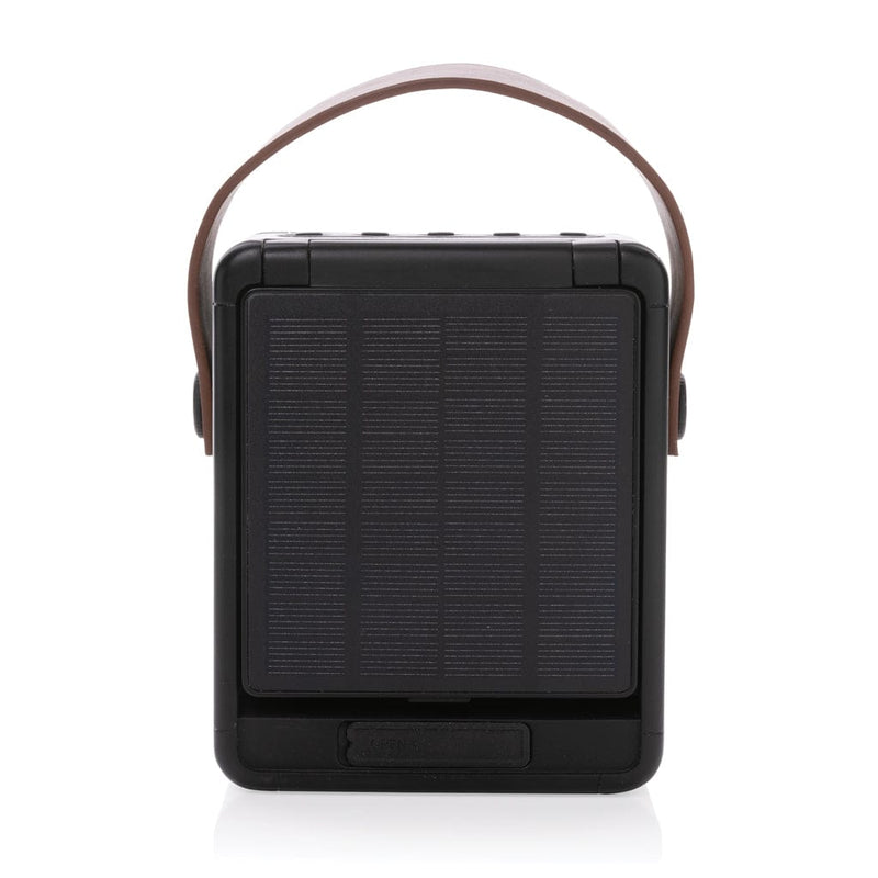 Speaker wirelss 12W solare Skywave in plastica riciclata RCS nero - personalizzabile con logo