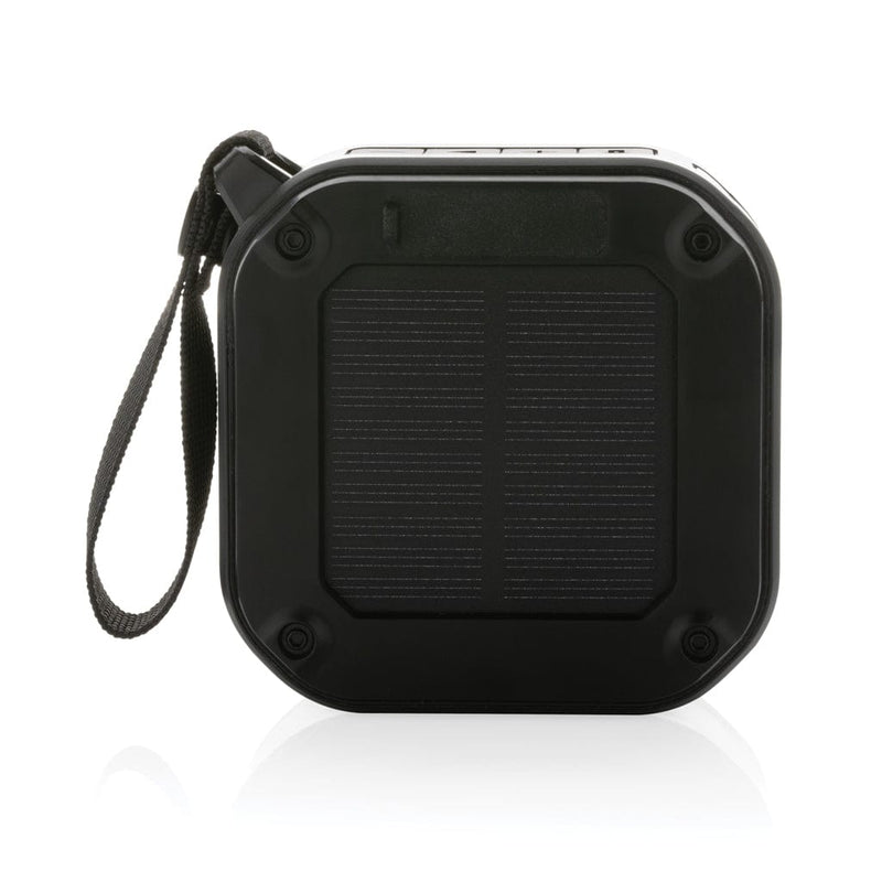 Speaker wirelss 3W solare Sunwave in plastica riciclata RCS nero - personalizzabile con logo