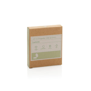 Specchietto LED ricaricabile Lumora in rPlastica RCS beige - personalizzabile con logo