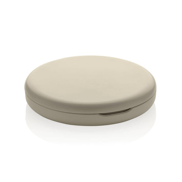 Specchietto LED ricaricabile Lumora in rPlastica RCS beige - personalizzabile con logo