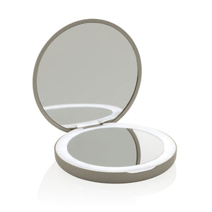 Specchietto LED ricaricabile Lumora in rPlastica RCS beige - personalizzabile con logo