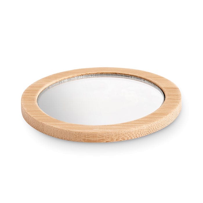 Specchio da trucco in bamboo beige - personalizzabile con logo