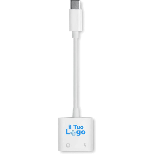 Splitter audio con jack e tipo C Bianco - personalizzabile con logo