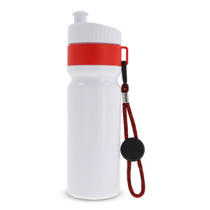 Sportbottle con bordo e cordino 750ml Rosso - personalizzabile con logo