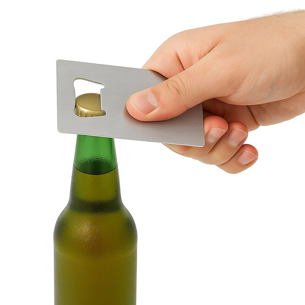 SS Apribottiglie per carte di credito color argento - personalizzabile con logo