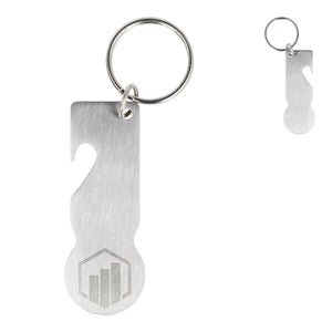 SS Portachiavi a gettone per carrello color argento - personalizzabile con logo