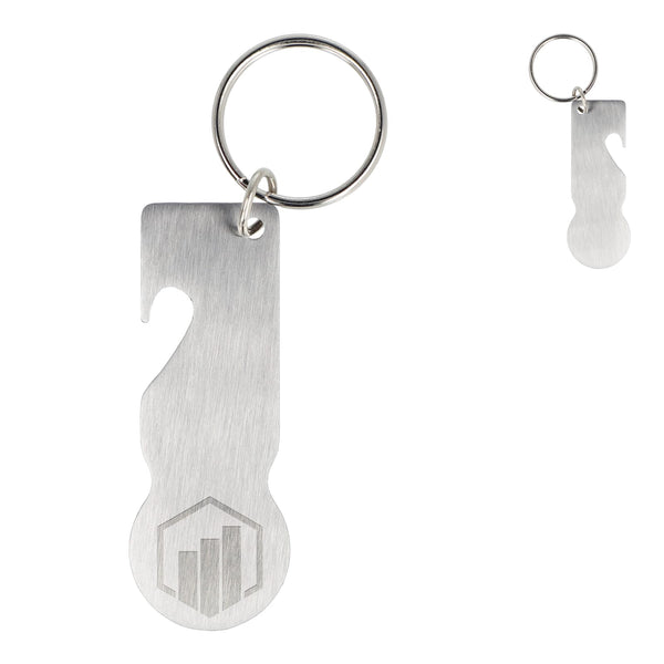 SS Portachiavi a gettone per carrello color argento - personalizzabile con logo