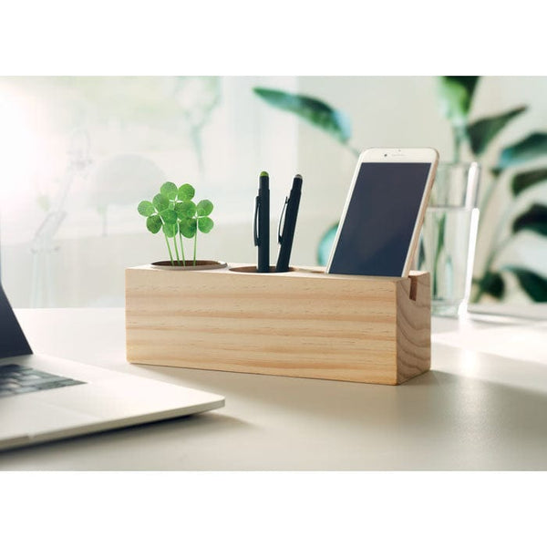 Stand scrivania con kit di semi beige - personalizzabile con logo