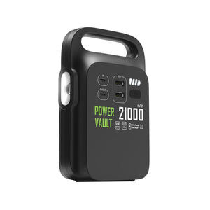 Stazione di ricarica 21000mAh Power Vault in rPlastica RCS nero - personalizzabile con logo