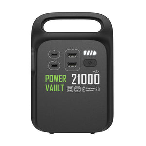 Stazione di ricarica 21000mAh Power Vault in rPlastica RCS nero - personalizzabile con logo