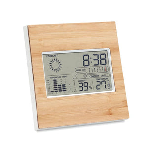 Stazione meteo in bamboo beige - personalizzabile con logo