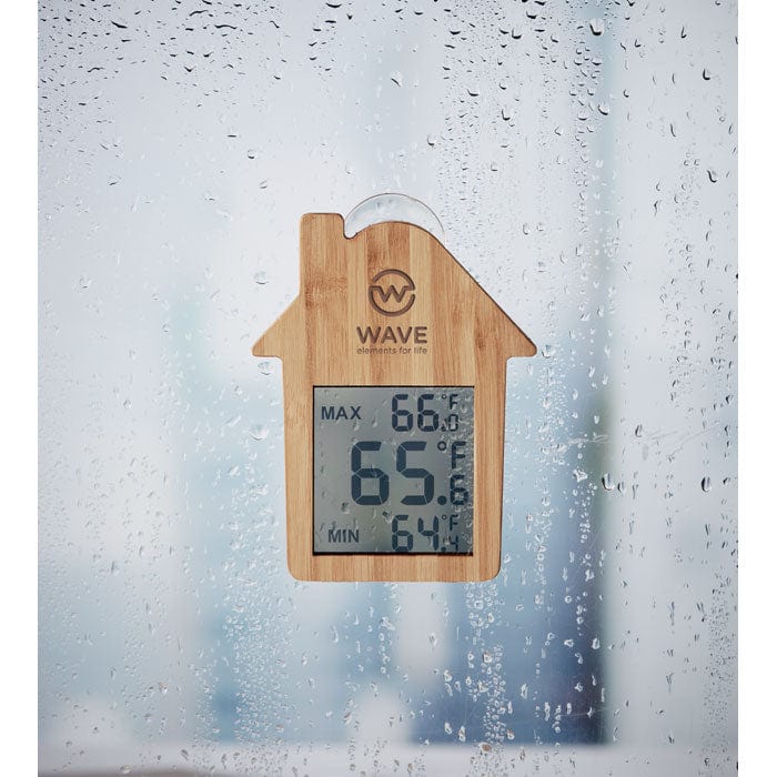 Stazione meteorologica in bambo beige - personalizzabile con logo