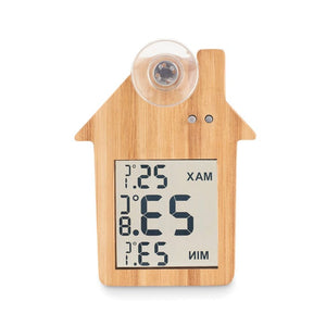 Stazione meteorologica in bambo beige - personalizzabile con logo