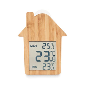 Stazione meteorologica in bambo beige - personalizzabile con logo