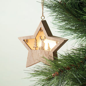 Stella in MDF con luce natural - personalizzabile con logo