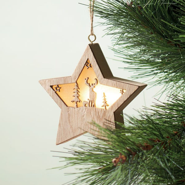 Stella in MDF con luce natural - personalizzabile con logo