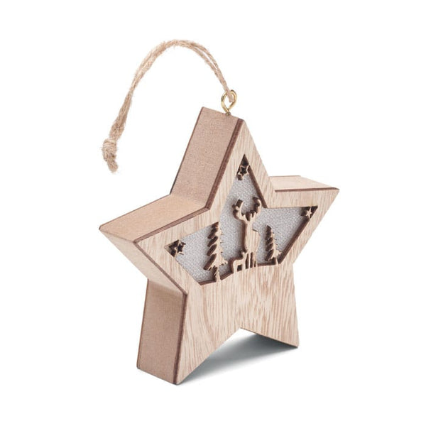 Stella in MDF con luce natural - personalizzabile con logo