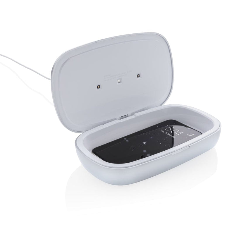 Sterilizzatore UV-C Rena con caricatore wireless 5W grigio - personalizzabile con logo