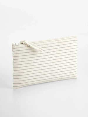 Striped Organic Cotton Accessory Pouch grigio - personalizzabile con logo