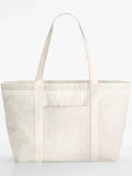 Striped Organic Cotton Shopper grigio - personalizzabile con logo