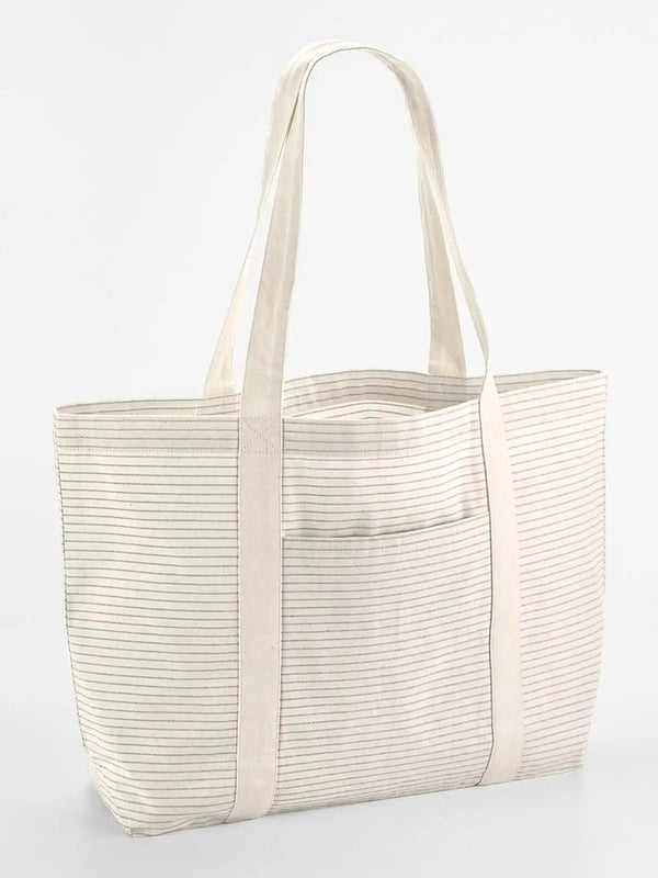 Striped Organic Cotton Shopper - personalizzabile con logo