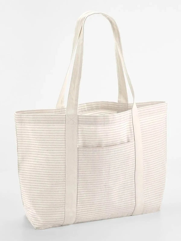 Striped Organic Cotton Shopper - personalizzabile con logo