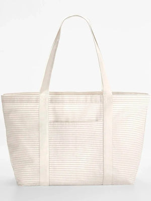 Striped Organic Cotton Shopper rosso - personalizzabile con logo