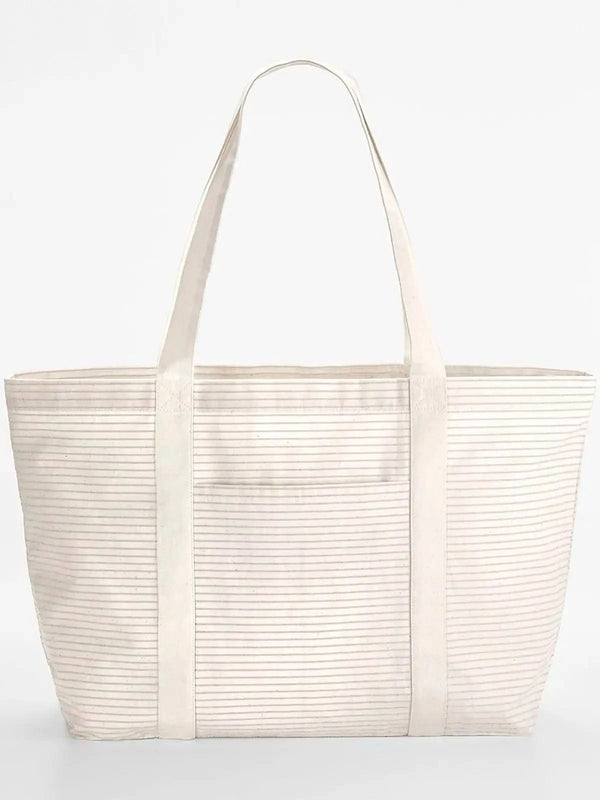 Striped Organic Cotton Shopper rosso - personalizzabile con logo