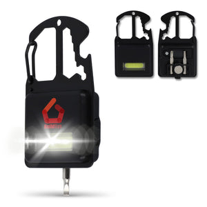 Strumento multifunzione compatto in R-ABS e metallo 7 funzioni Nero - personalizzabile con logo