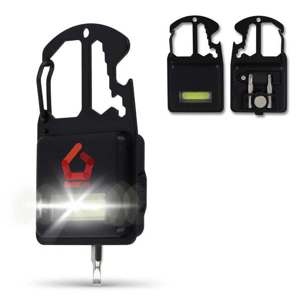 Strumento multifunzione compatto in R-ABS e metallo 7 funzioni Nero - personalizzabile con logo