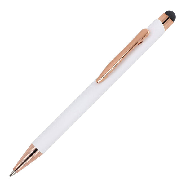 Stylo à bille Prague or rose R-ALL Bianco - personalizzabile con logo