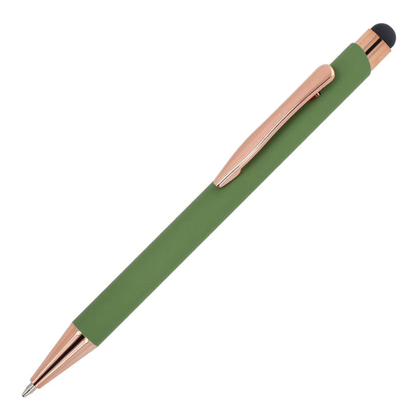 Stylo à bille Prague or rose R-ALL verde calce - personalizzabile con logo