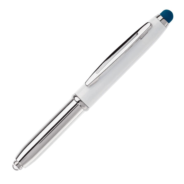 Stylus pen Shine Bianco / blu navy - personalizzabile con logo