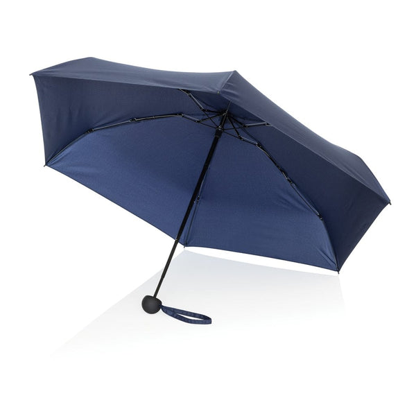 Super mini ombrello 19,5" pongee 190T in rPET  Aware™ blu navy - personalizzabile con logo