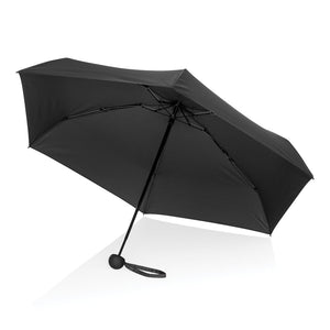 Super mini ombrello 19,5" pongee 190T in rPET  Aware™ nero - personalizzabile con logo