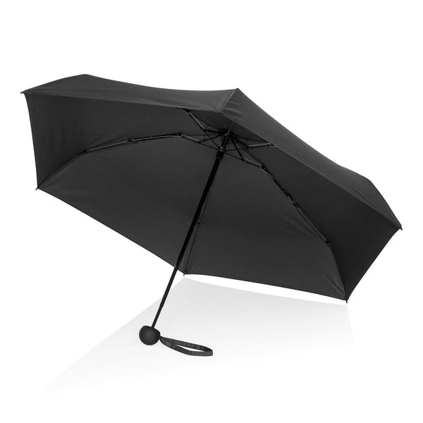 Super mini ombrello 19,5" pongee 190T in rPET  Aware™ nero - personalizzabile con logo