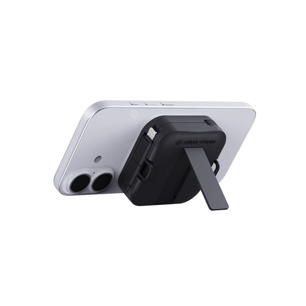 Supporto 100W con cavo retrattile Urban Vitamin San Jose nero - personalizzabile con logo
