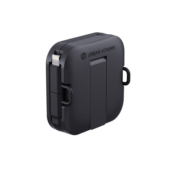 Supporto 100W con cavo retrattile Urban Vitamin San Jose nero - personalizzabile con logo