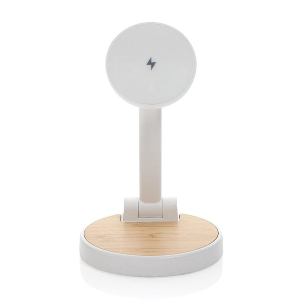 Supporto 2in1 ricarica magnetica Ontario in rPlastica RCS bianco - personalizzabile con logo