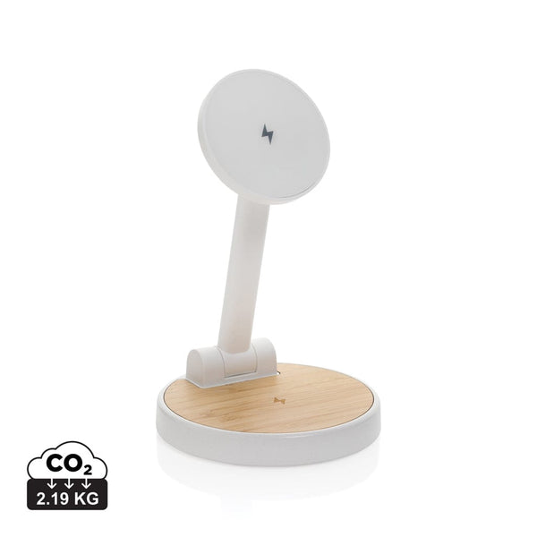 Supporto 2in1 ricarica magnetica Ontario in rPlastica RCS bianco - personalizzabile con logo