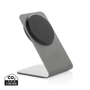Supporto magnetico Terra con ricarica 15W in rAlluminio grigio - personalizzabile con logo