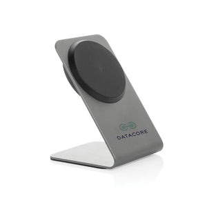 Supporto magnetico Terra con ricarica 15W in rAlluminio grigio - personalizzabile con logo