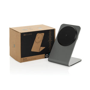 Supporto magnetico Terra con ricarica 15W in rAlluminio grigio - personalizzabile con logo