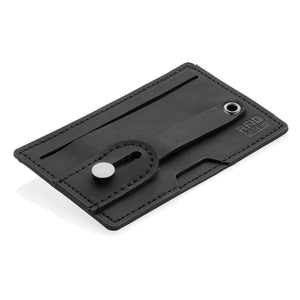 Supporto per telefono e porta carte RFID 3 in 1 nero - personalizzabile con logo